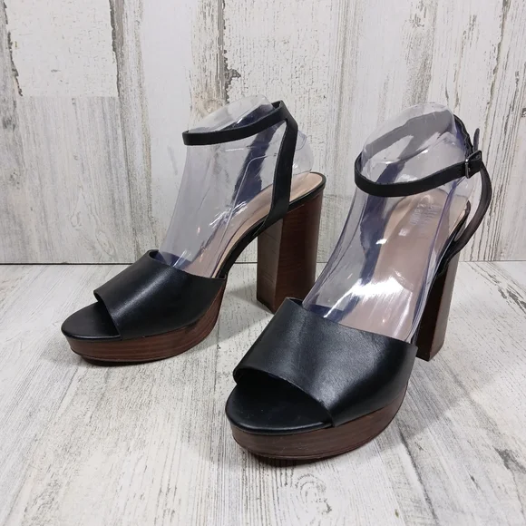 Bleecker & Bond Black Brown Sienna Platform Block Heel Sandals #560 - Picture 2 of 14